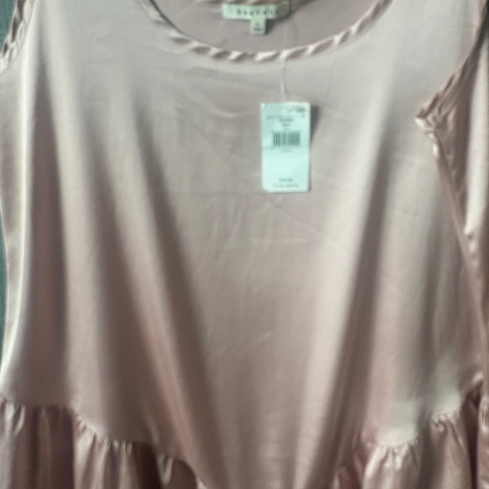 BUCKLE Baevely Blush Pink Satin Lace Tank Top L NWT Flowy Babydoll Camisole - Picture 6 of 9
